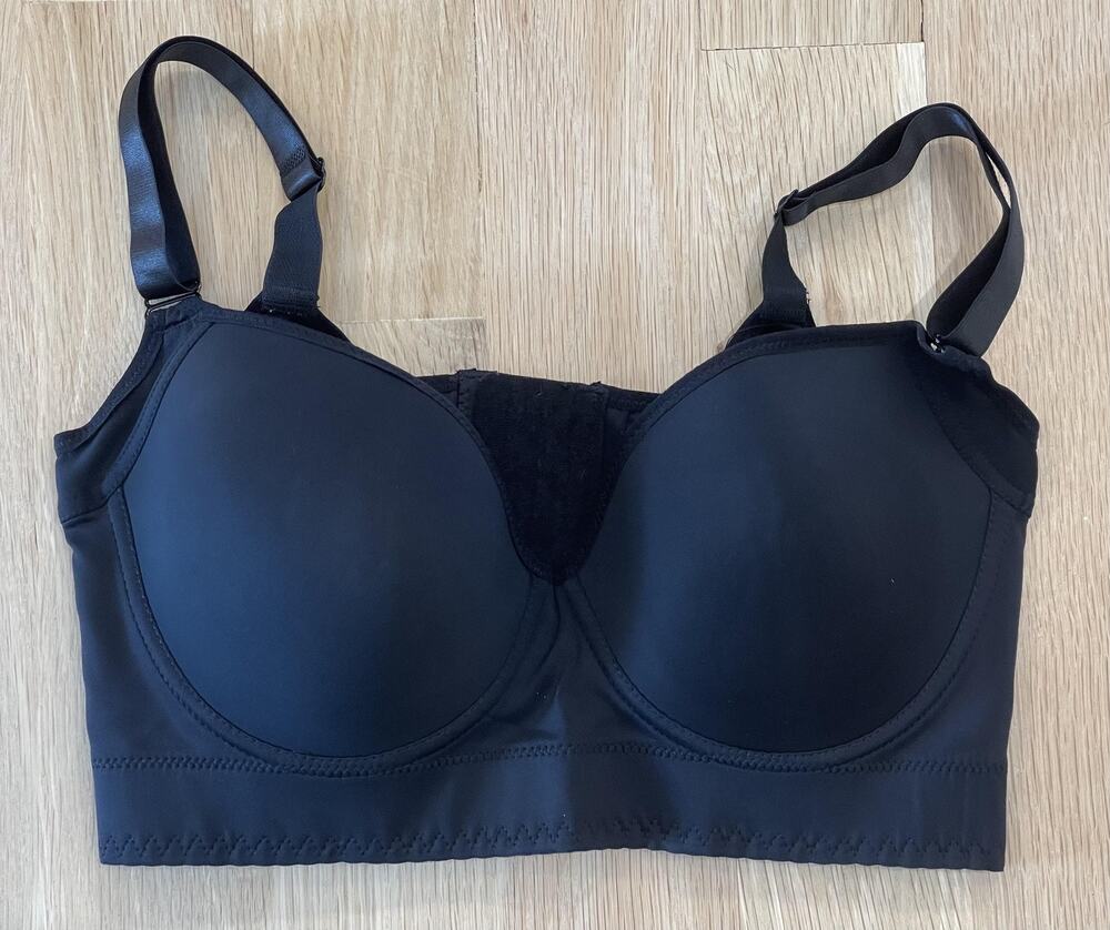 Longline Bra Womens Black Microfiber Underwire Molded Hook & Eye 36/80E